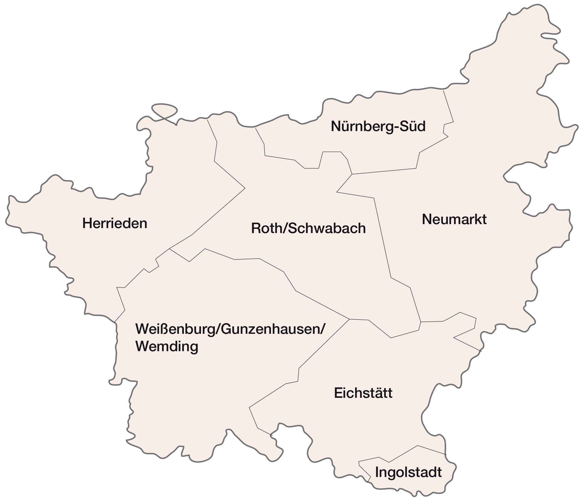 Karte mit Gebieten der Kreisstellen